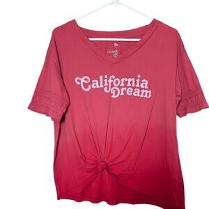 SO Lounge Life Short Sleeve Crop Tie Front Graphic Tee Sz M